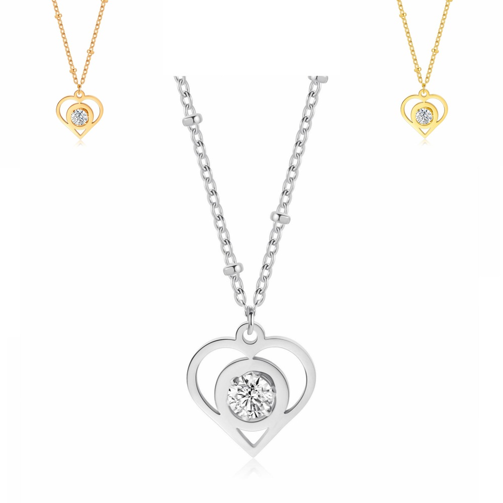 Korean Style Fashionable Titanium Steel Love Necklace for Women with Eight Hearts and Eight Arrows Zircon Heart-Shaped Couple Pendant Popular Jewelry