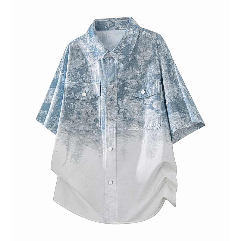 Short-Sleeved Shirt for Men, Summer 2026 New Style, American Tie-Dye Loose Half-Sleeved Shirt, Men's Summer Thin Jacket, Trendy