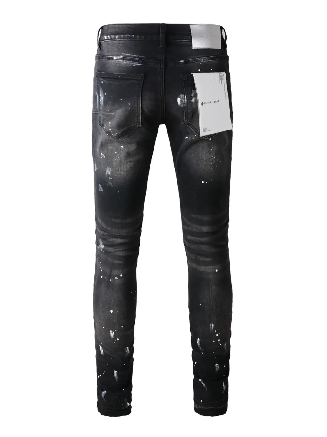 Pur Autum New arrival Black Splash Graffiti Knee Cut Hole Denim Men's Elastic silm Skinny Jeans Pants