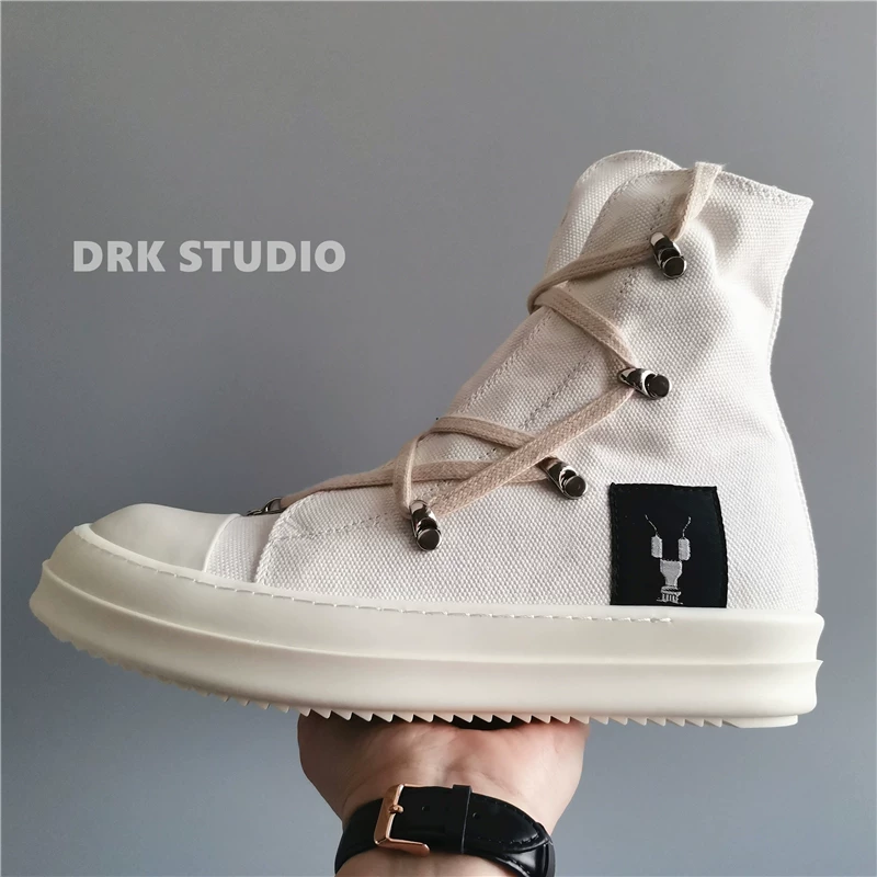 D's LAOSHU 19Ss Five-Pointed Star White Canvas Left Gym Black Label High-Top Shoes Tpu Thick-Soled Men's and Women's Couple Shoes
