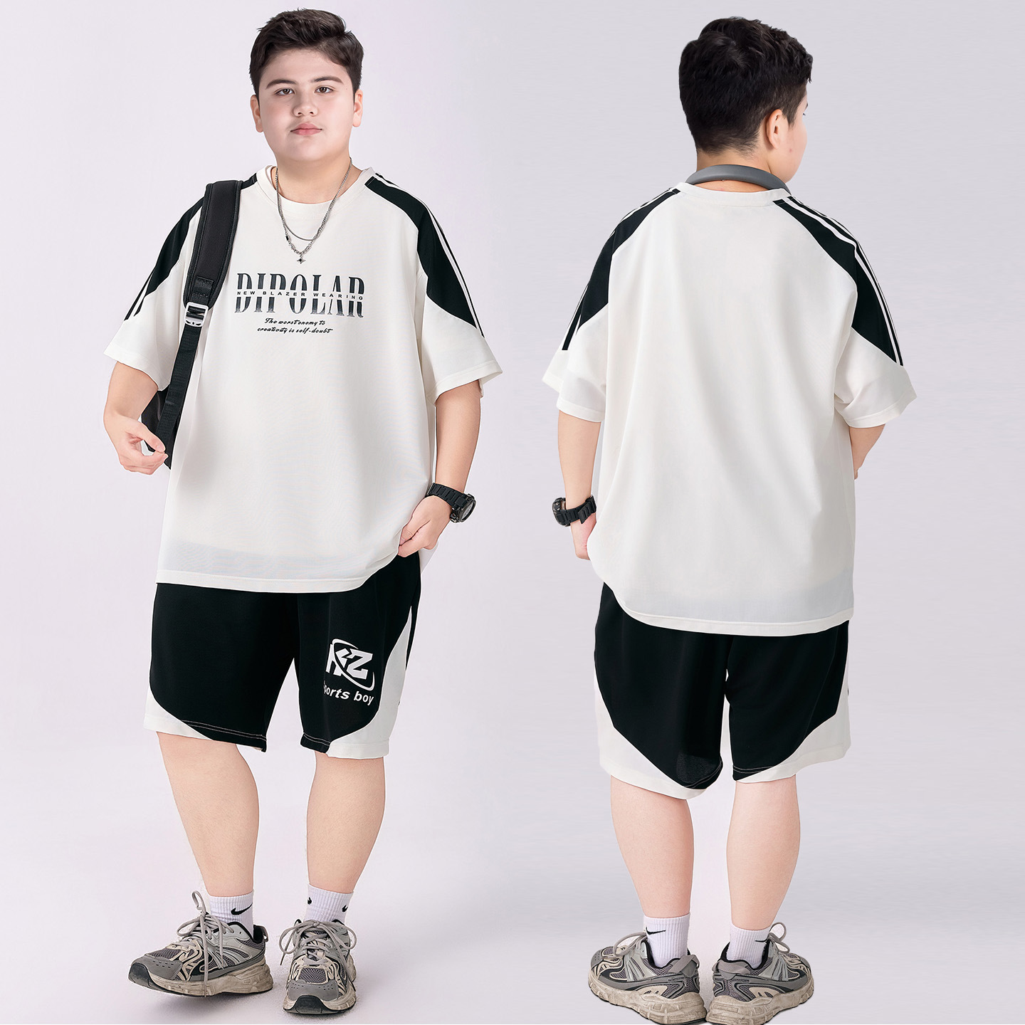 Fat Children's Clothing Boys' Quick-Drying Suit Plus Fat Plus Summer Clothing 2025 New Junior High School Student Sports Two-Piece Set for Middle-Aged and Older Children