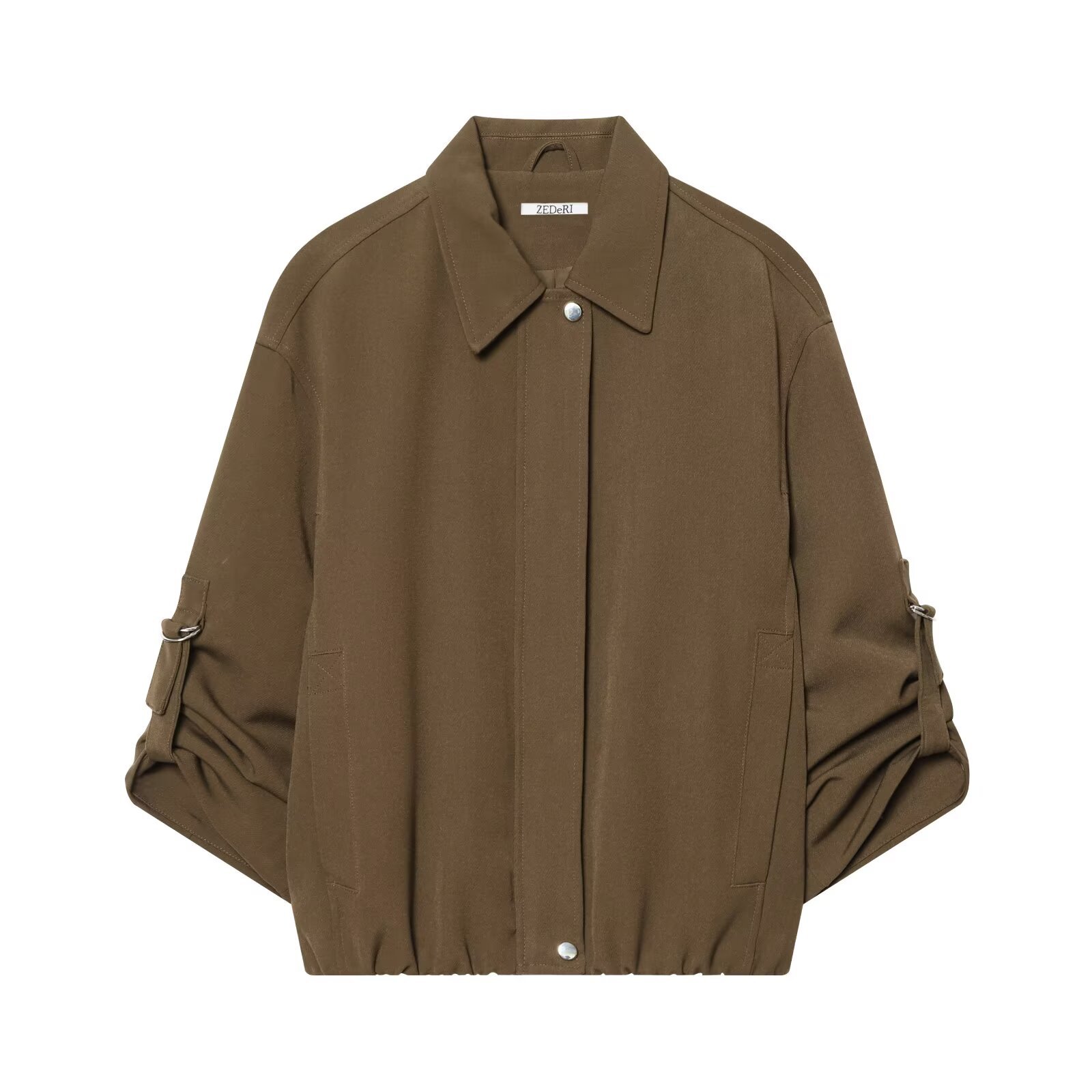 New Foreign Trade Style European and American Style Casual Loose-Fitting Bomber Jacket with Rolled Sleeves 3046050