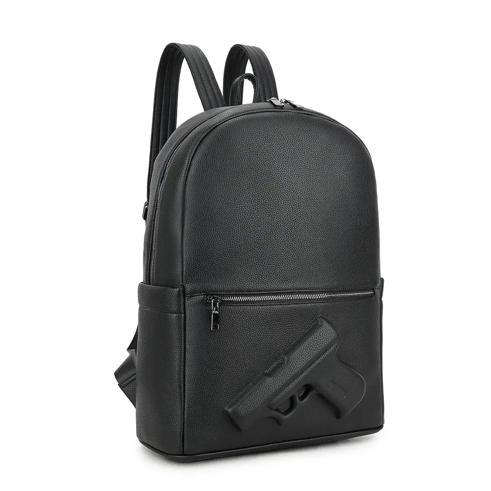 2025 New Fashionable Black Leather Backpack for Men, Practical and Lightweight Casual Backpack, Pistol Backpack, Trendy Bag