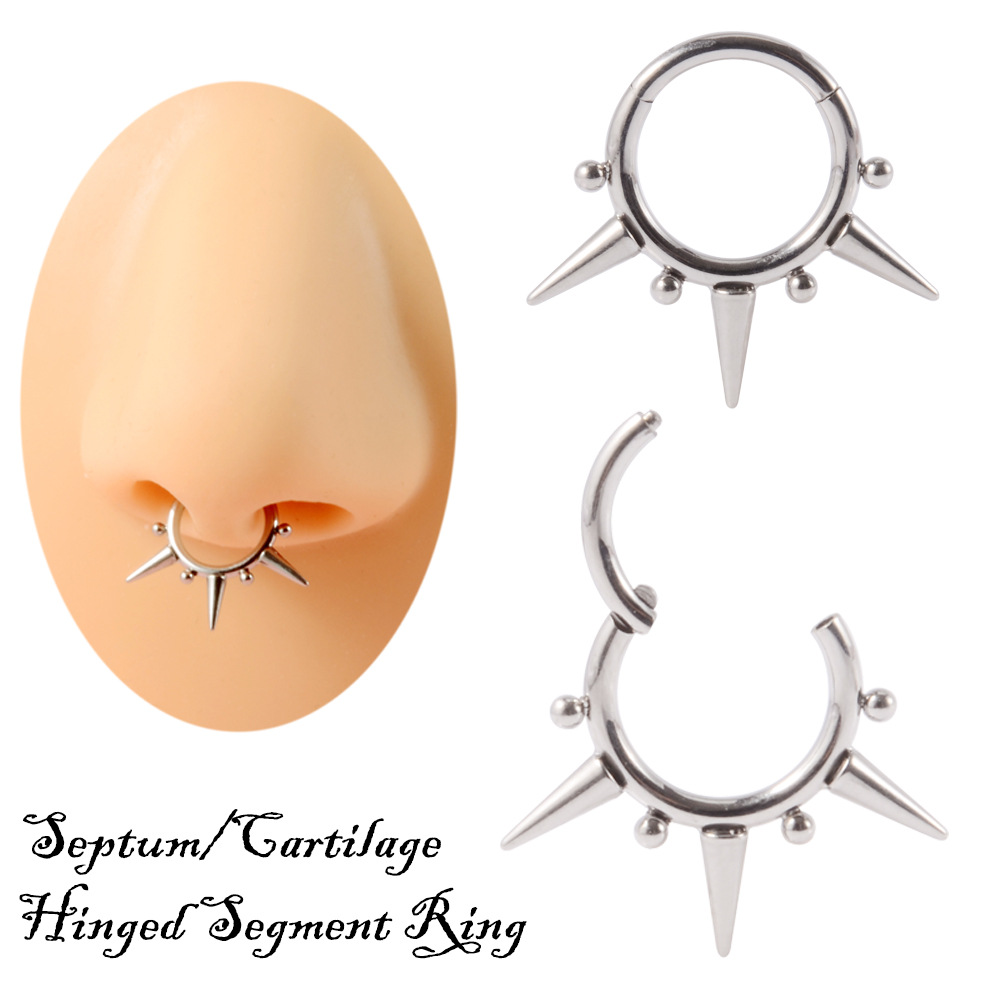 Cross-Border G23 Titanium Closed Nose Ring Welded Ball Pointed Cone Nasal Septum Nasal Middle Ring Special-Shaped Piercing Ear Bone Ring Earrings