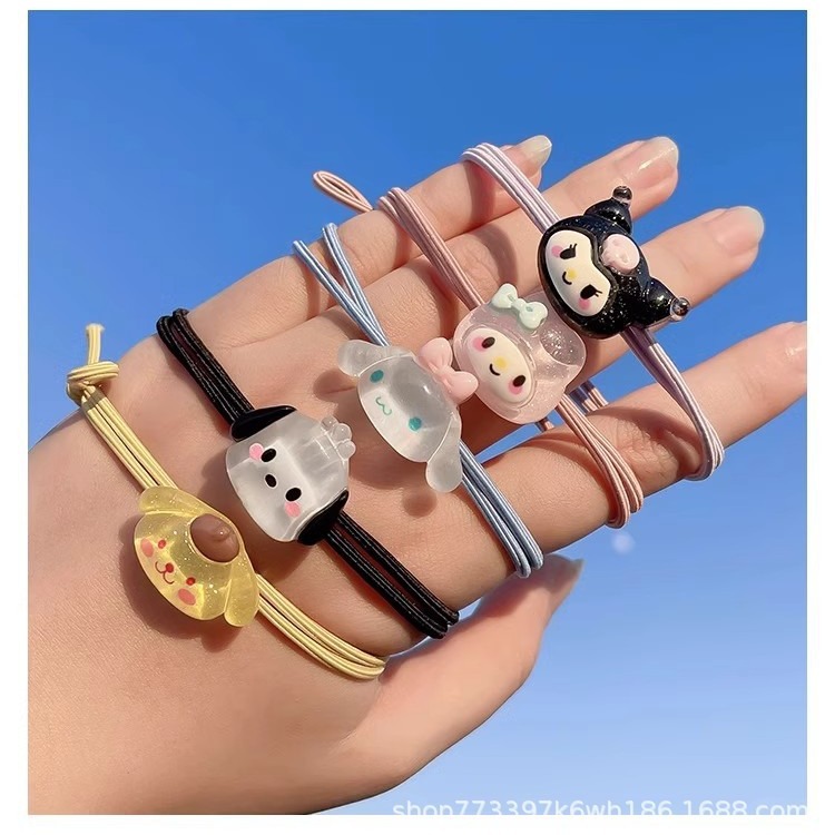 New Sanrio Hair Band Cute Cartoon Cinnamon Dog High Elasticity Sweet Hair Accessories Mori Girl Headband Rubber Band Hair Band