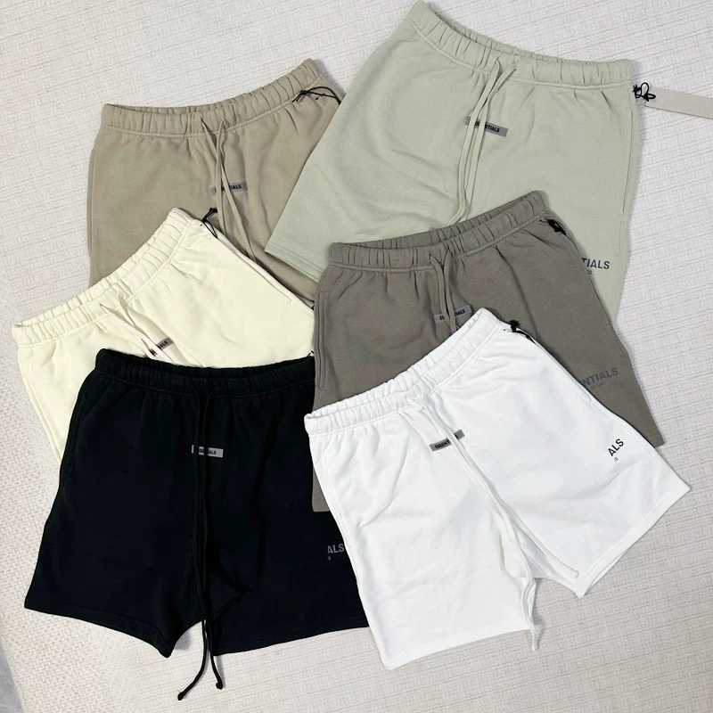 FG Summer Men's Sports and Leisure Pants High Street Loose 3M Reflective Letter Printed Velvet Shorts ESS