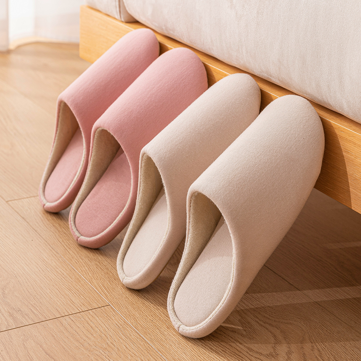 Japanese-style Mute Cloth Slippers Indoor Home Autumn and Winter Baotou Wood Flooring Non-slip Soft Bottom Silent Cloth Slippers Cloth Bottom