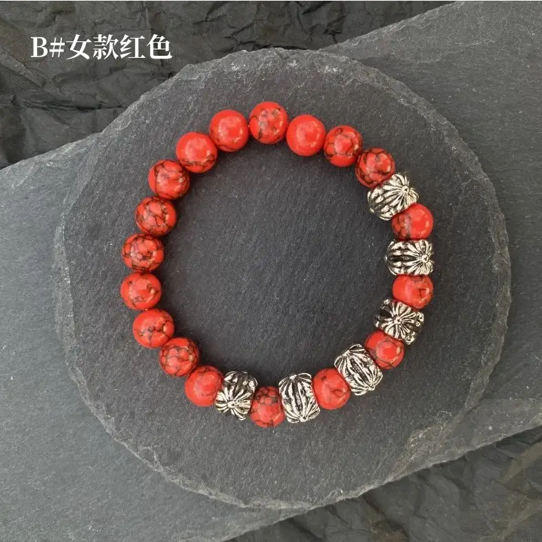 Yakdi Street Bracelet Fashion Joker Cross Natural Black Stone Bracelet for Men and Women Couple Students-Yakdi