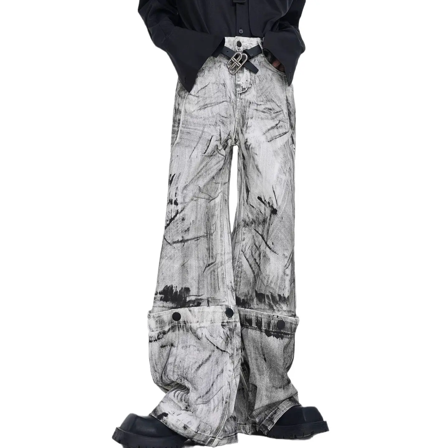 American Denim Coat Spring and Autumn Tie-Dye Destruction Jeans Design Sense High Street Jacket Trendy for Men and Women