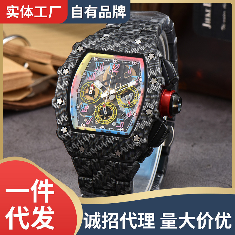 Hengbo Long Barrel Type All-In-One Multi-Function Set Quartz Watch Fashion Business Men's Watch Manufacturer Wholesale