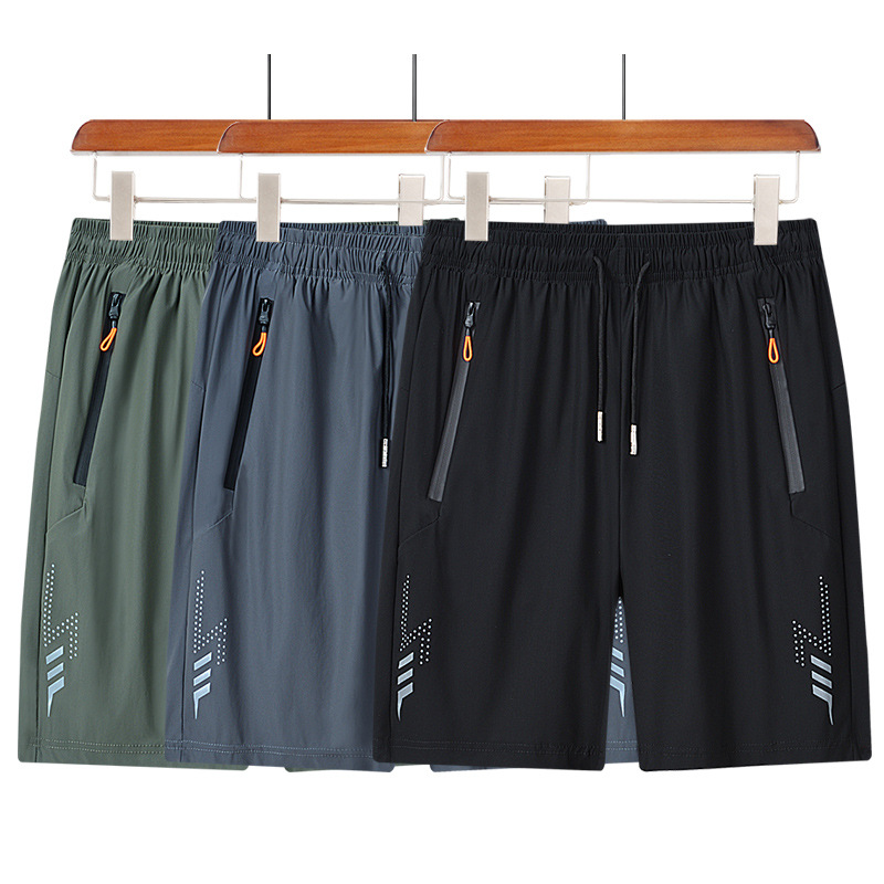 Men's High Elastic Ice Silk Pants Summer Thin Quick-drying Casual Sports Pants Loose Large Size Beach Pants Shorts for Men