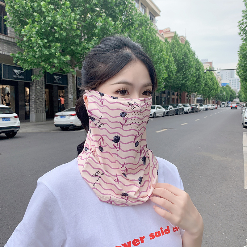 UPF50 Summer New Ice Silk Breathable Veil Sunscreen Scarf Neck Protection Neck Cover Mask UV Protection Shawl