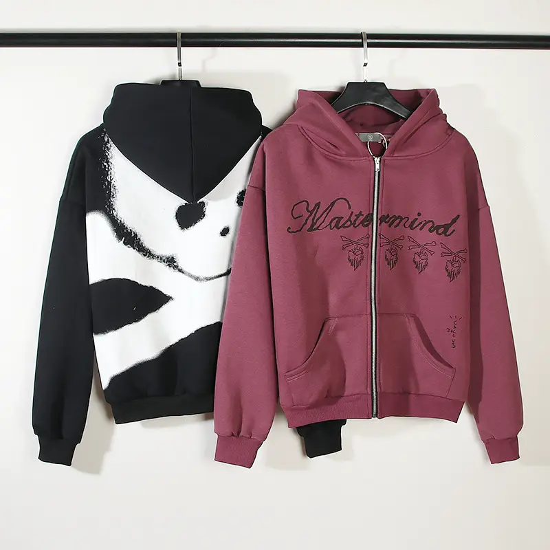 Travis Scott Cactus Jack FOR Mastermind Burgundy Pullover Zip Jacket Sweatshirt