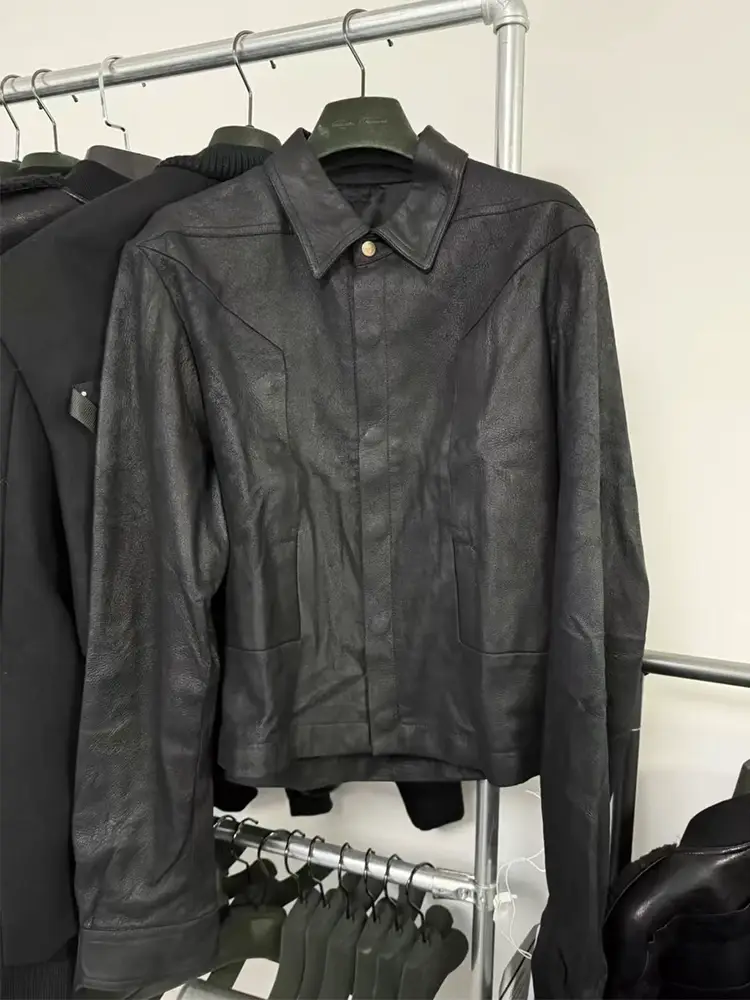 Ro Acbt Short Niche Pleats Retro Deconstruct Loose Easiest for match Casual parka Leather Jacket shirt jacket Jacket