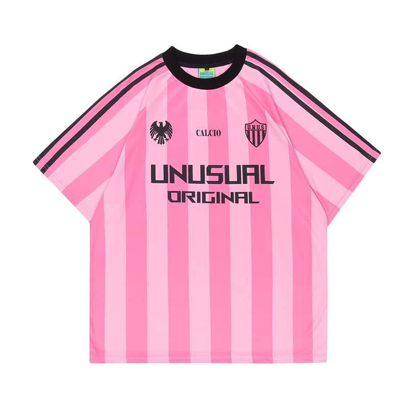 American-style retro hip hop striped letter print football sports short-sleeved T-shirt men's fashion brand loose bottoming shirt