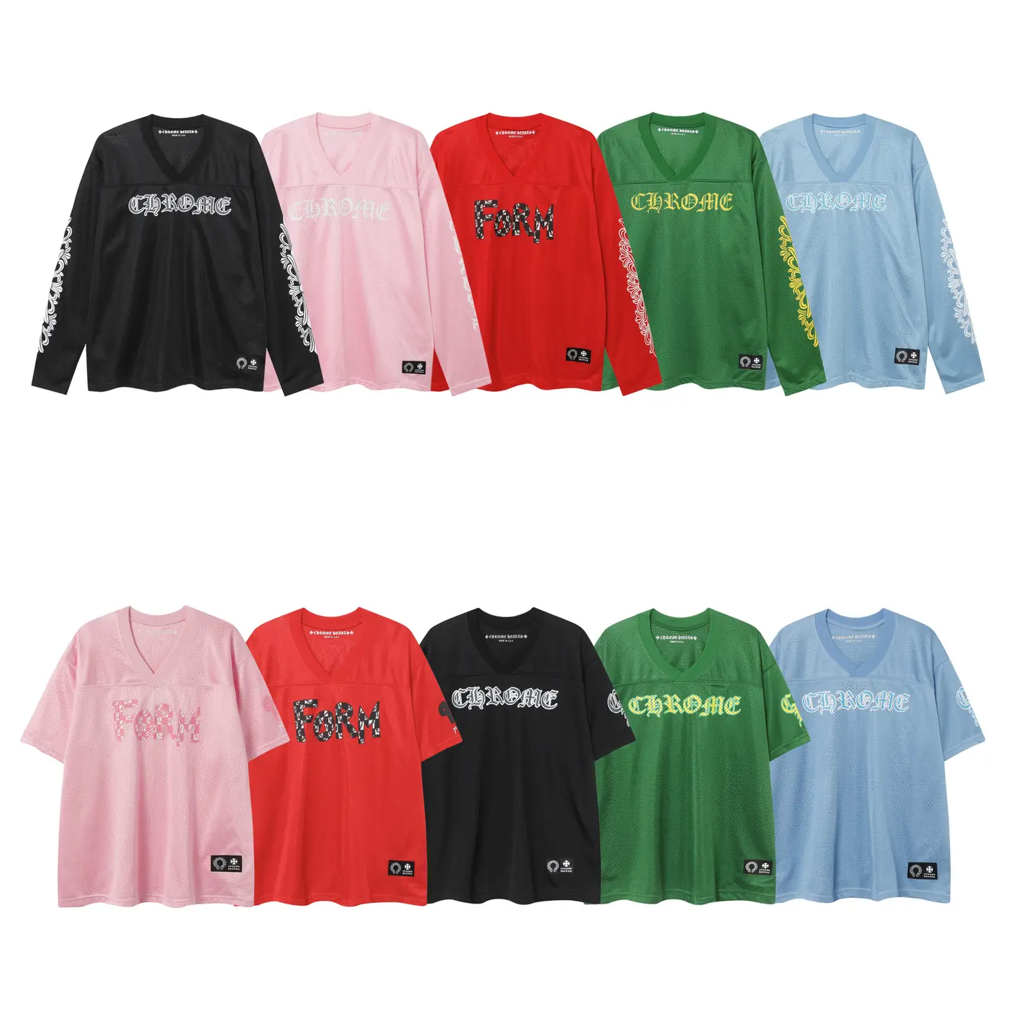 High Version Crocodile ChromeHears Hockey Jerseys Mesh Floral Arms Sanskrit Cross Print Long Sleeve 1 T-Shirt