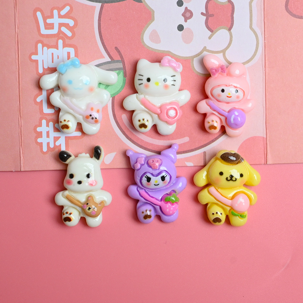 Sanrio Cartoon Satchel Resin Accessories DIY Cream Glue Accessories Hairpin Head Rope Stationery Case Phone Case