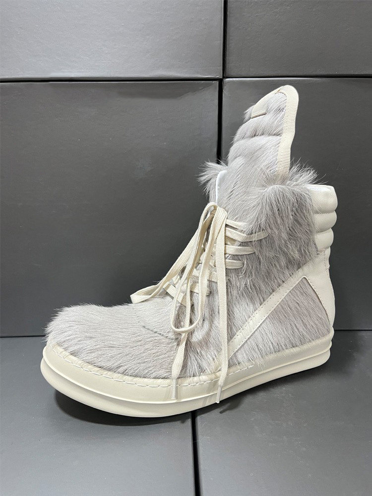 2025 New Model Ro High-Top Inverted Triangle Thick-Soled Genuine Leather Horsehair Series Unisex Couple Casual Retro Trendy Shoes