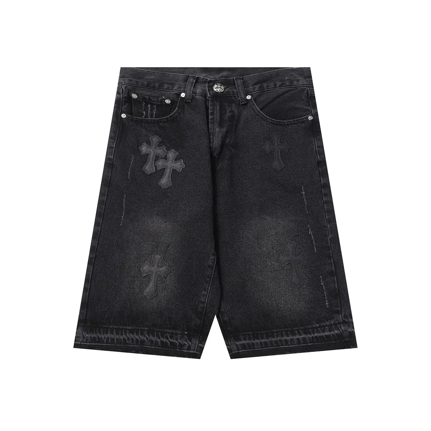 24 new cross-border correct Chrome heartts crock Denim shorts cross Denim shorts fashion