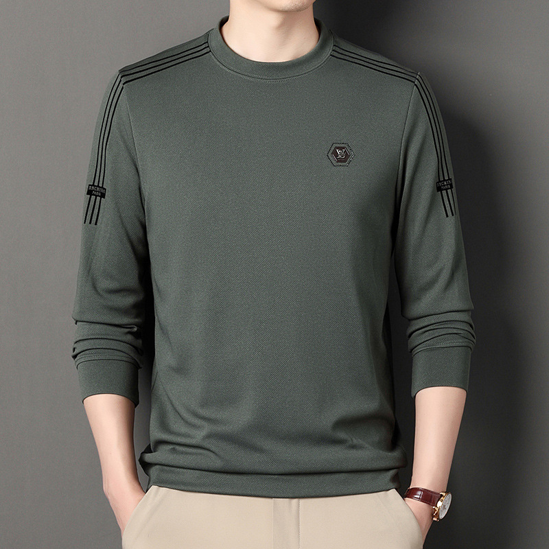 Spring, Autumn and Winter Sweatshirts for Men, Fashionable Trbottomy Brand, Long-Sleeved Casual Men's T-Shirts for Young and Middle-Aged People, Round Neck Cotton Bottoming Shirts