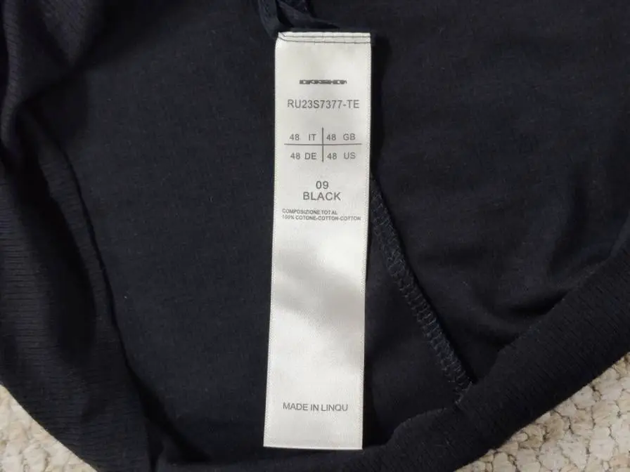 Rick Owens RU23S7377-TE Black Cotton Long Sleeve T-Shirt
