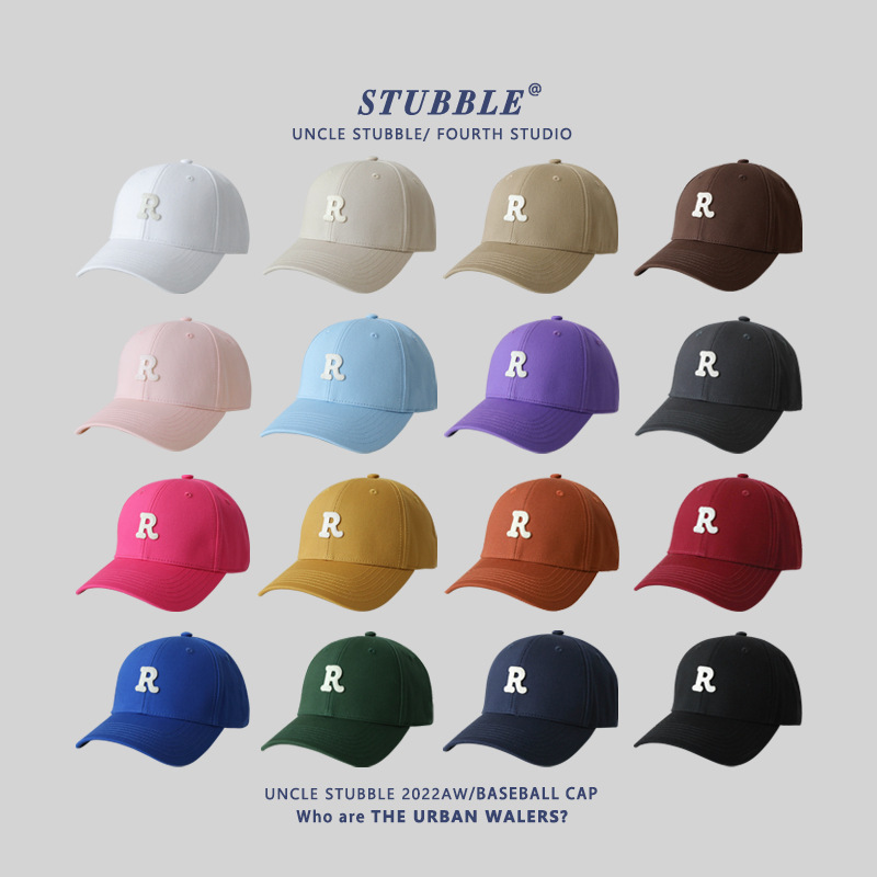 Letter R hard top baseball cap factory direct spot wholesale men's and women's Korean version of Joker deepened widened cap