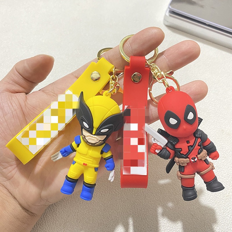 Cross-border Marvel Deadpool and Wolverine Keychain Stereo Doll Car Keychain Hanging School Bag Pendant Wholesale