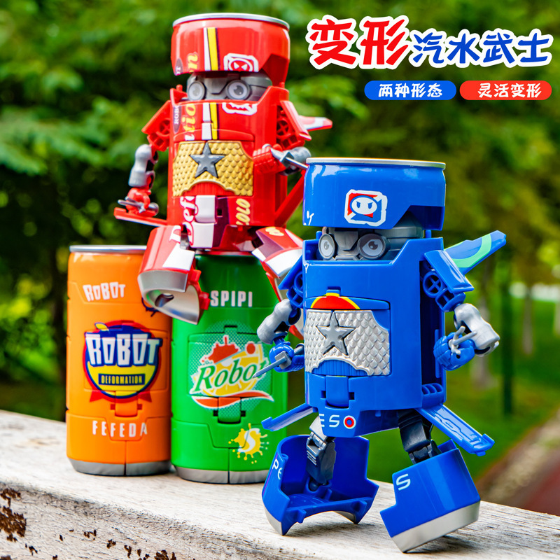 Cans Deformable Robot Soda Samurai Creative Toy Model Hand-made Boy's Birthday Gift Online Celebrity Wholesale