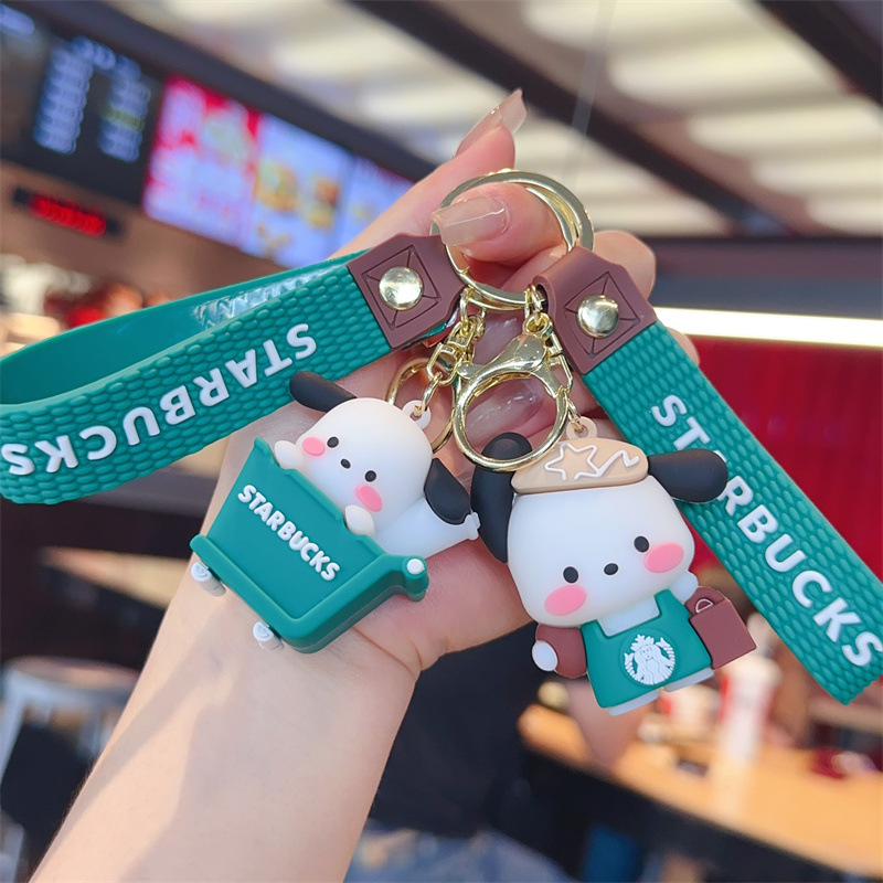 Dress Sanrio Starbucks Keychain Cute Doll Schoolbag Pendant Couple's Small Gift Car Bag Hanging Accessories
