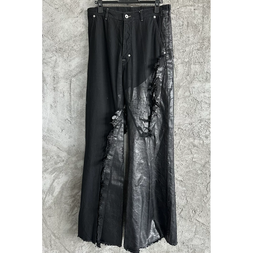 Xuan Zhan RO Brushing Wax Deconstructing Style Make Old Horn Jeans Water Washed Loose Casual Micro Pull Loose Wide Leg Straight Leg Pants