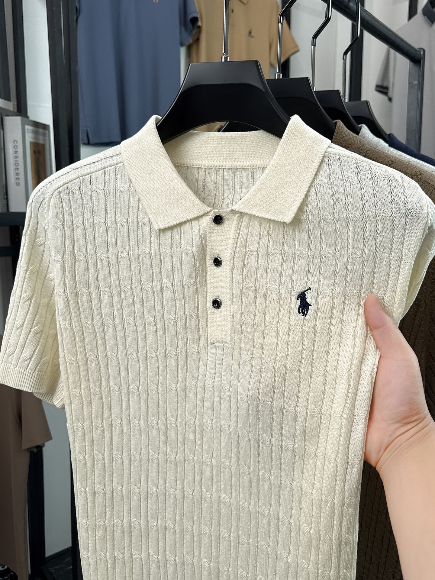 Cross-Border Foreign Trade Pony Embroidery Men's Lapel Knit Sweater Casual Business Summer Cable Knit High-End Sweater for Men