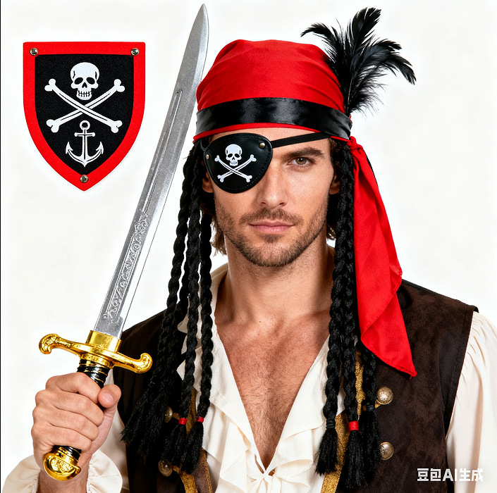 Amazon Halloween Pirates of the Caribbean Props Single Pirate One-Eyed Dragon Mask Eye Patch Pirate Eye Patch