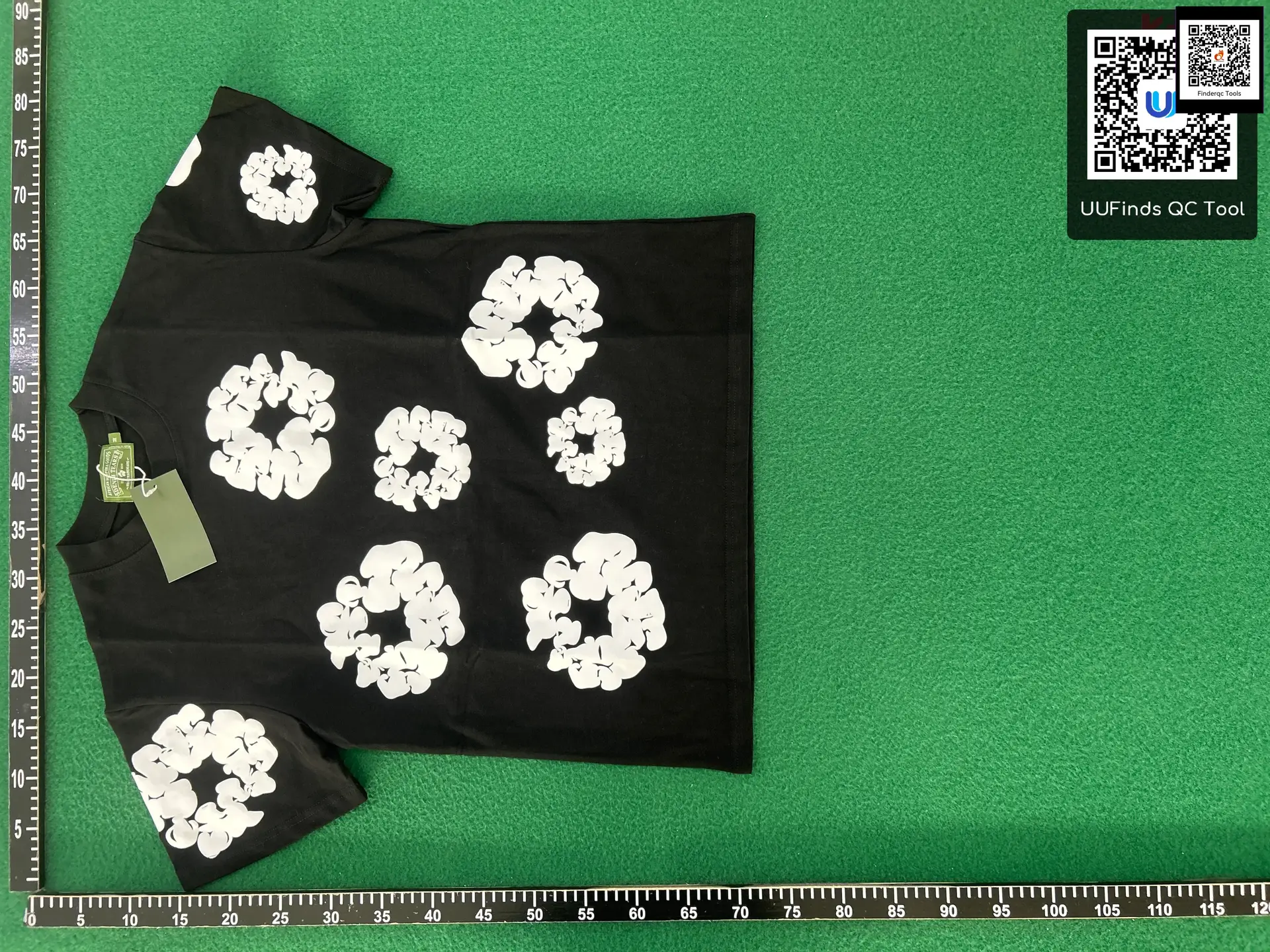 Black T-Shirt with White Floral Print