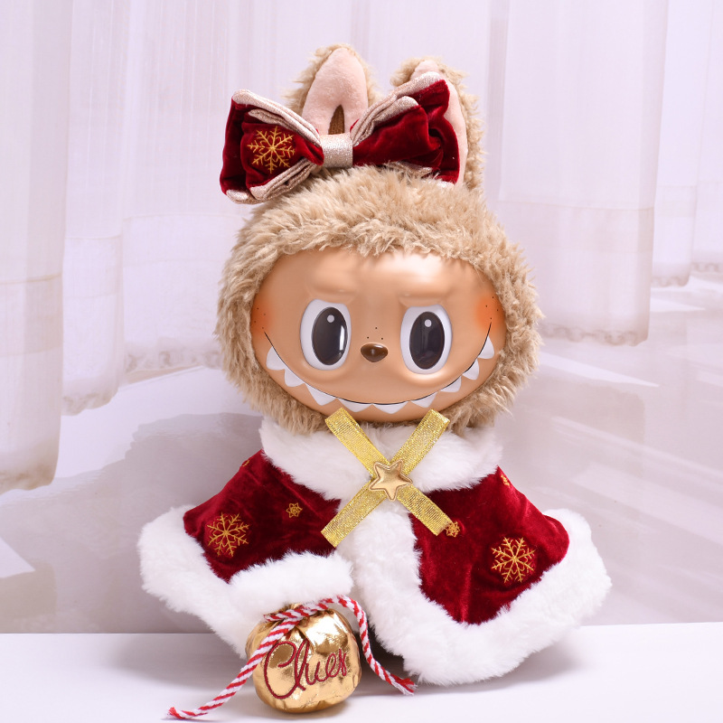Only baby clothes] 38cm labubu doll clothes Christmas cape coat suit labubu doll clothes