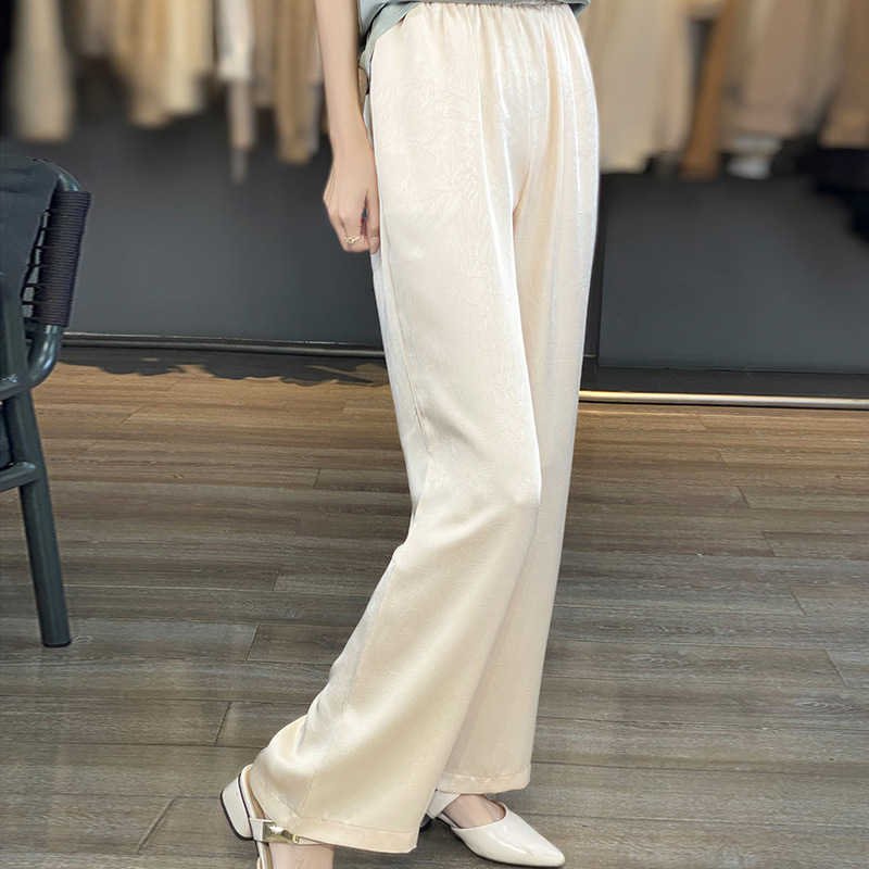 High-End Acetate Satin Draped Pants for Women Spring and Summer 2025 New Loose Casual Pants Straight Wide-Leg Pants