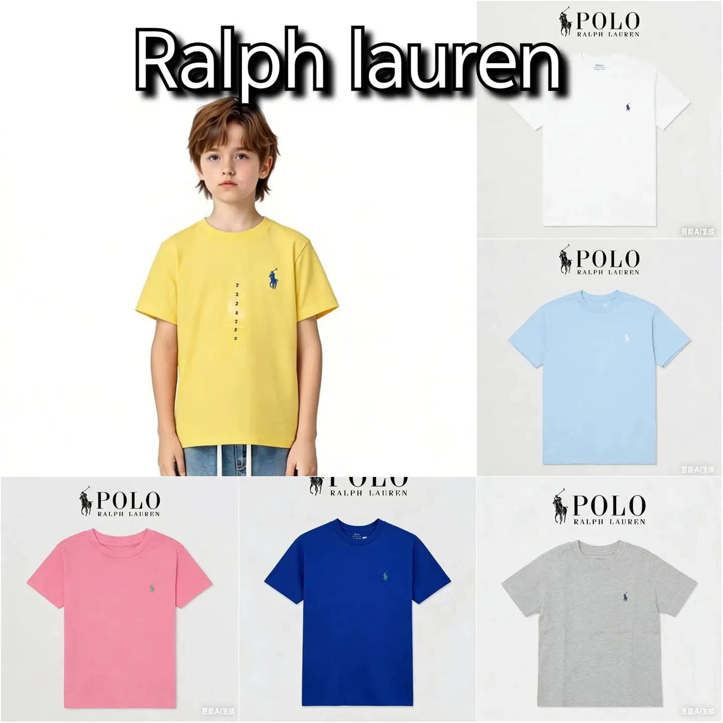 Ralph lauren 拉夫2026春夏原版定制款亲子款新款男女童定制款26SS春夏RL小马刺绣短袖搭配半裙套装，尺90-150码，成人SMl码，新款现货