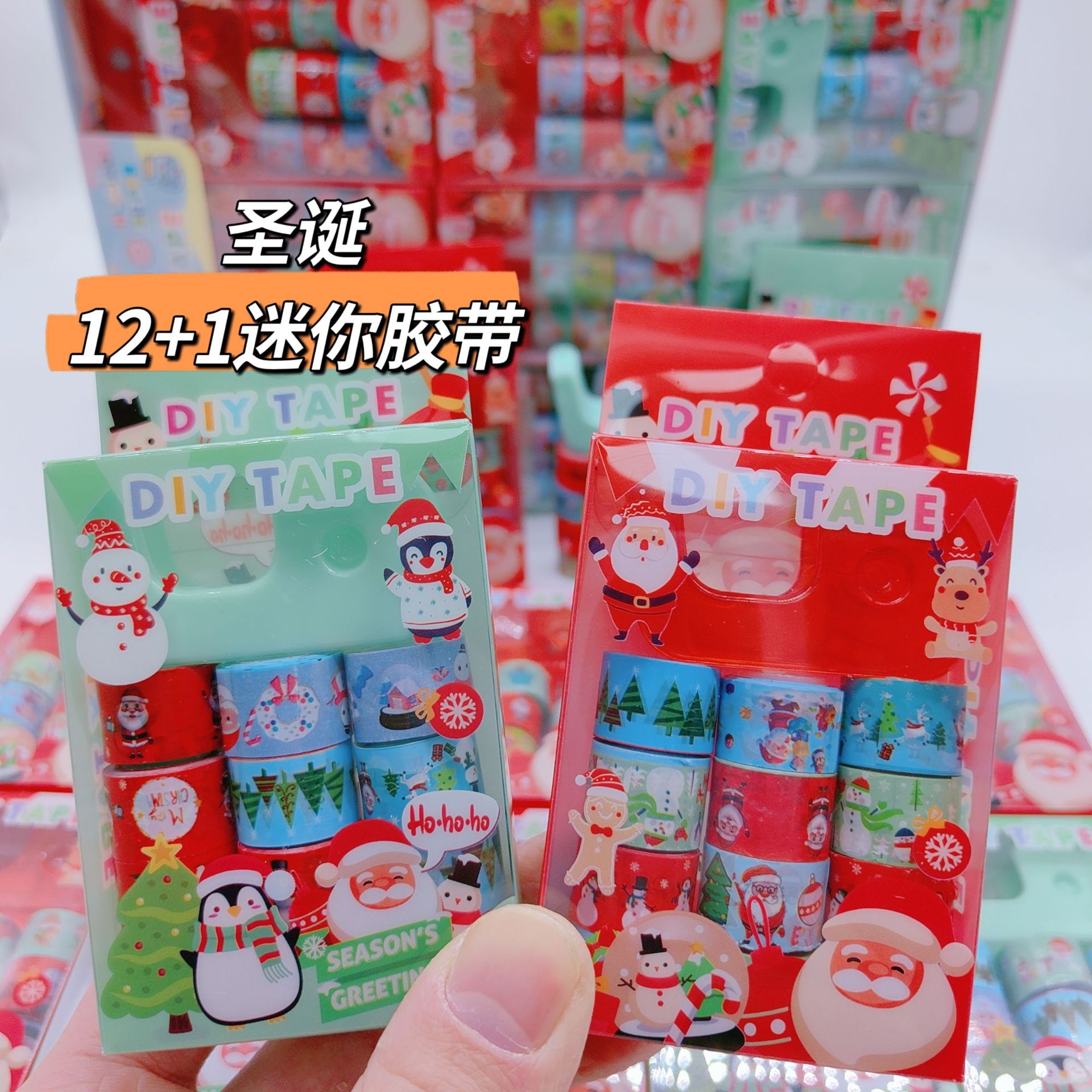 Christmas Tape Printed and Paper 12-Piece Set Fresh Antique Handbook Stickers for the Elderly Holiday Material Handbook Stickers