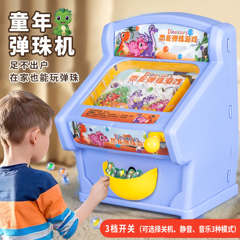 Children's Board Games Educational Toys Cartoon Dinosaur Pinball Game Machine Interactive Play Pinball Game Machine for Boys and Girls