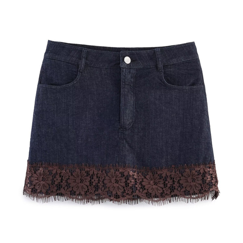 Cross-Border Women's Clothing Manufacturers Wholesale 2026 Aliexpress Ins Hot-Selling Fashion Lace Denim Skirt
