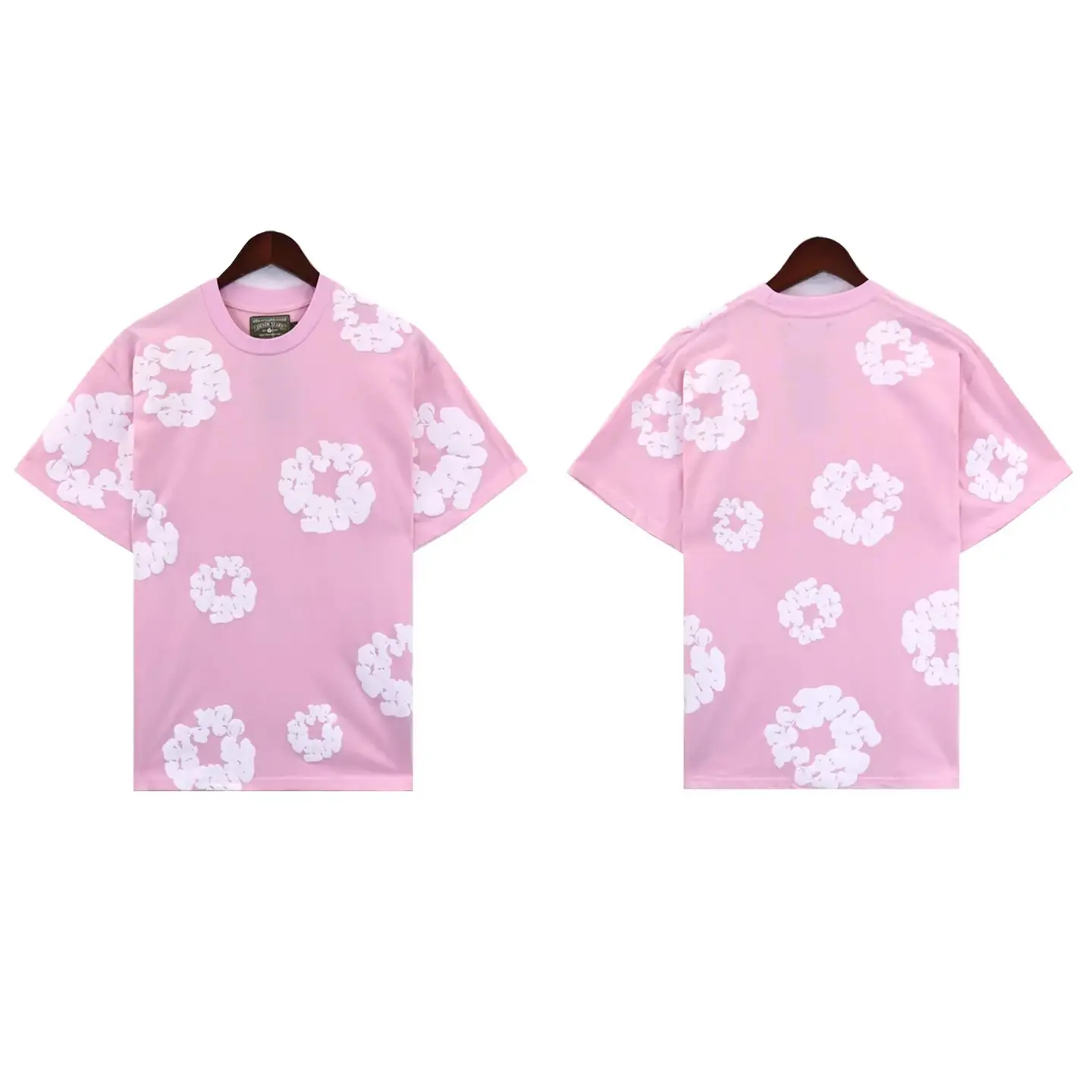 Pink T-shirt with white floral print