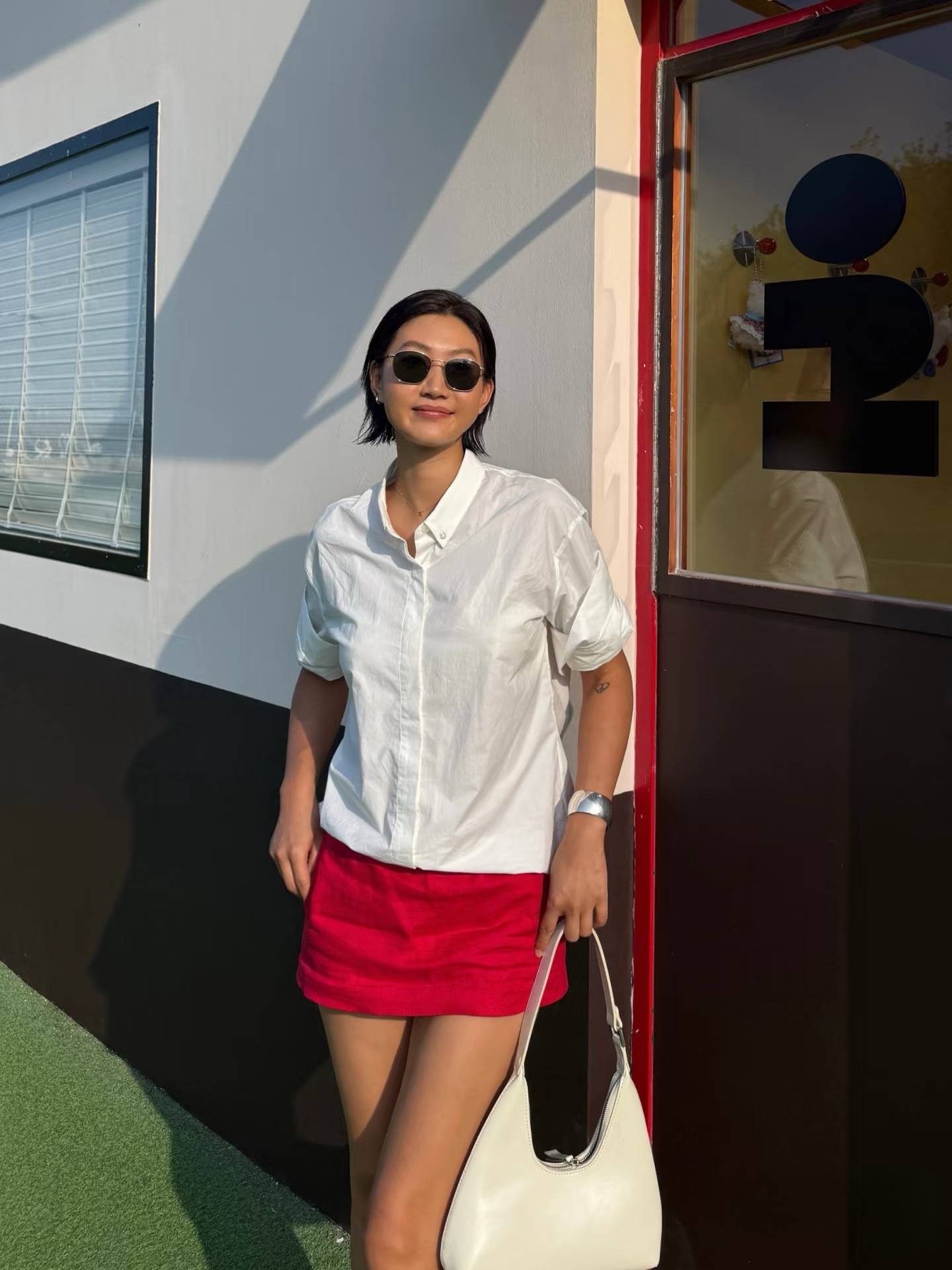 New Holiday Style French Casual Sports Simple 100% Linen Red Holiday Short Culottes for Women to Prevent Exposure 5512