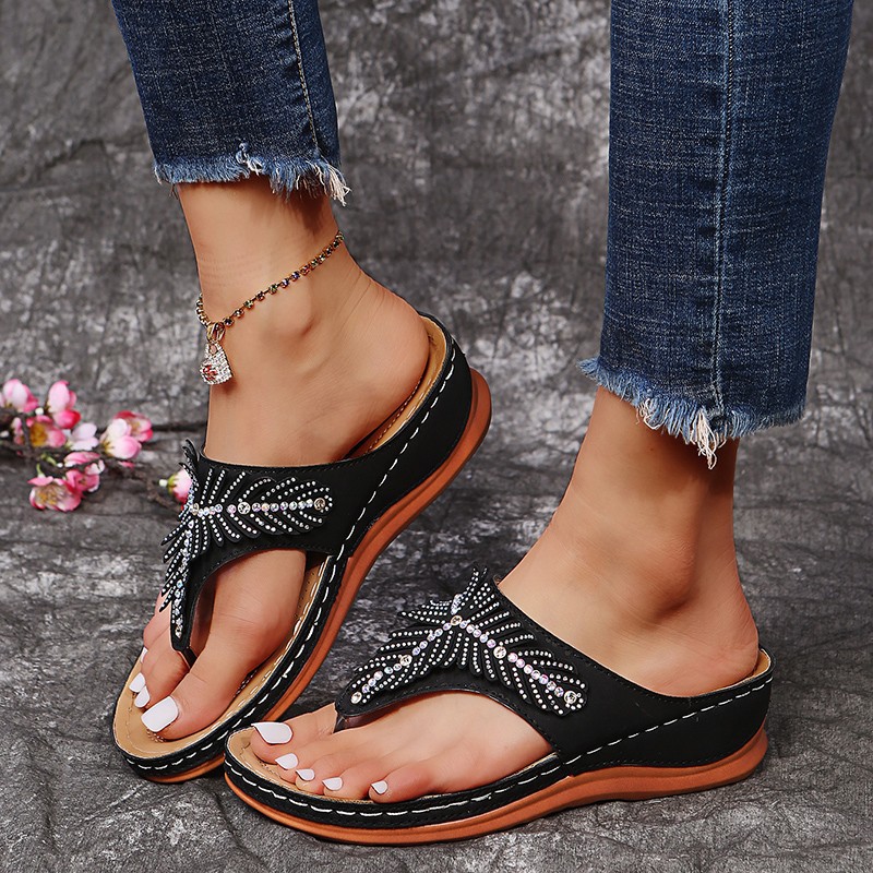 Slippers 2023 Summer European and American Plus Size African Thick-soled Wedge Flip-flops Casual Flat Beach Outer Wear Sandals