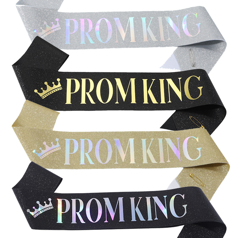 Cross-Border Fashion Glitter Fabric Etiquette Belt Prom King Bachelor Party Shoulder Strap Prom Iridescent Belt Wholesale