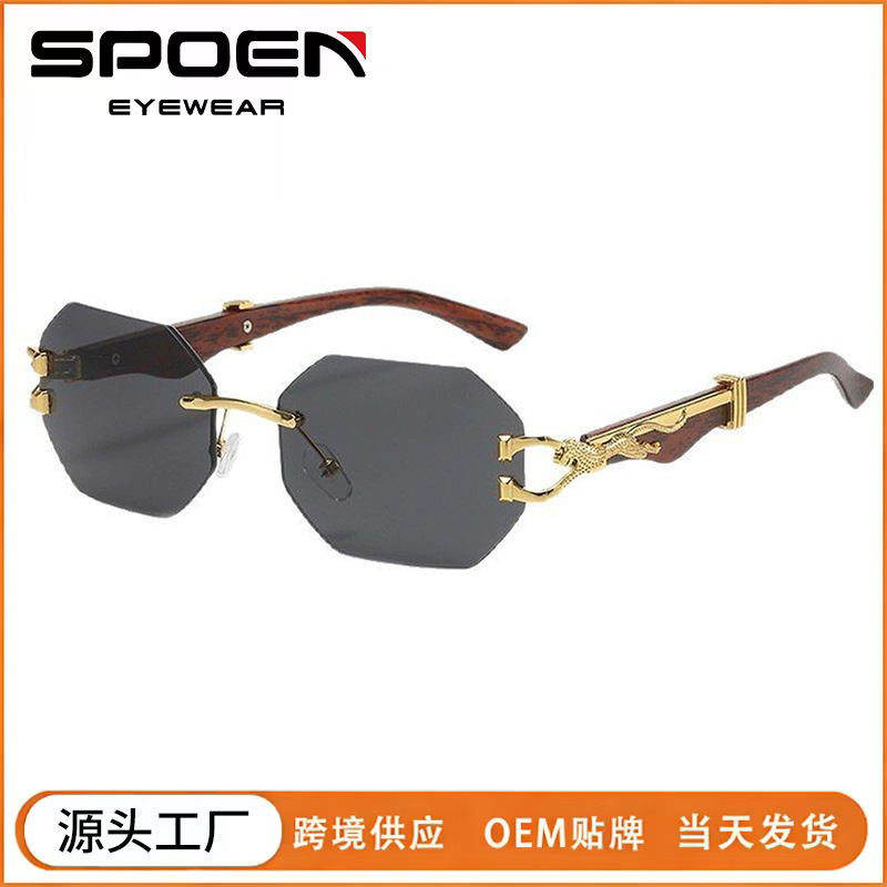 European and American Retro Wood Grain Sunglasses, Casual Street Style, Anti-Uv Sunglasses, Fashionable and Versatile, Women's Driving Sunglasses