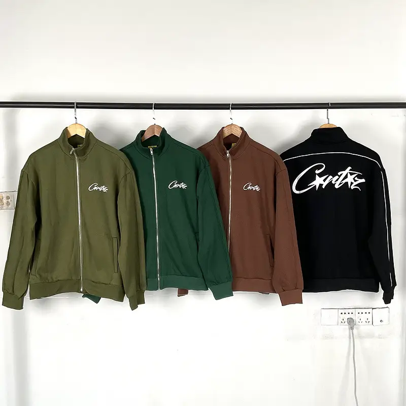 Cross-Border Corteiz American Retro Embroidered Stand-Up Collar Fleece-Lined Zipper Jacket High Street Men's and Women's Casual Pants Suit