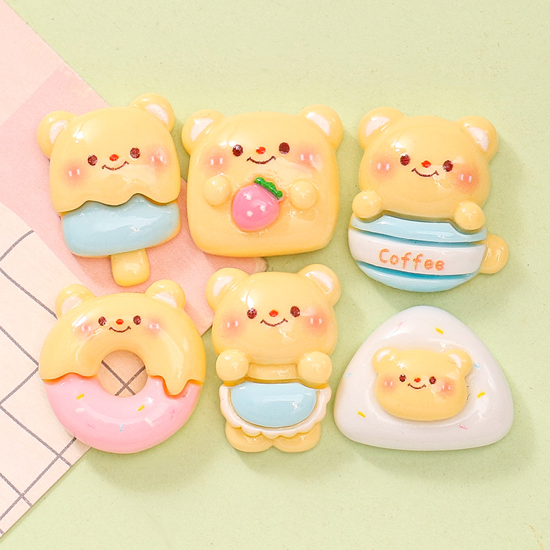 Cute Cartoon Butter Bear DIY Handmade Cream Glue Phone Case Keychain Hairpin Resin Jewelry Accessories