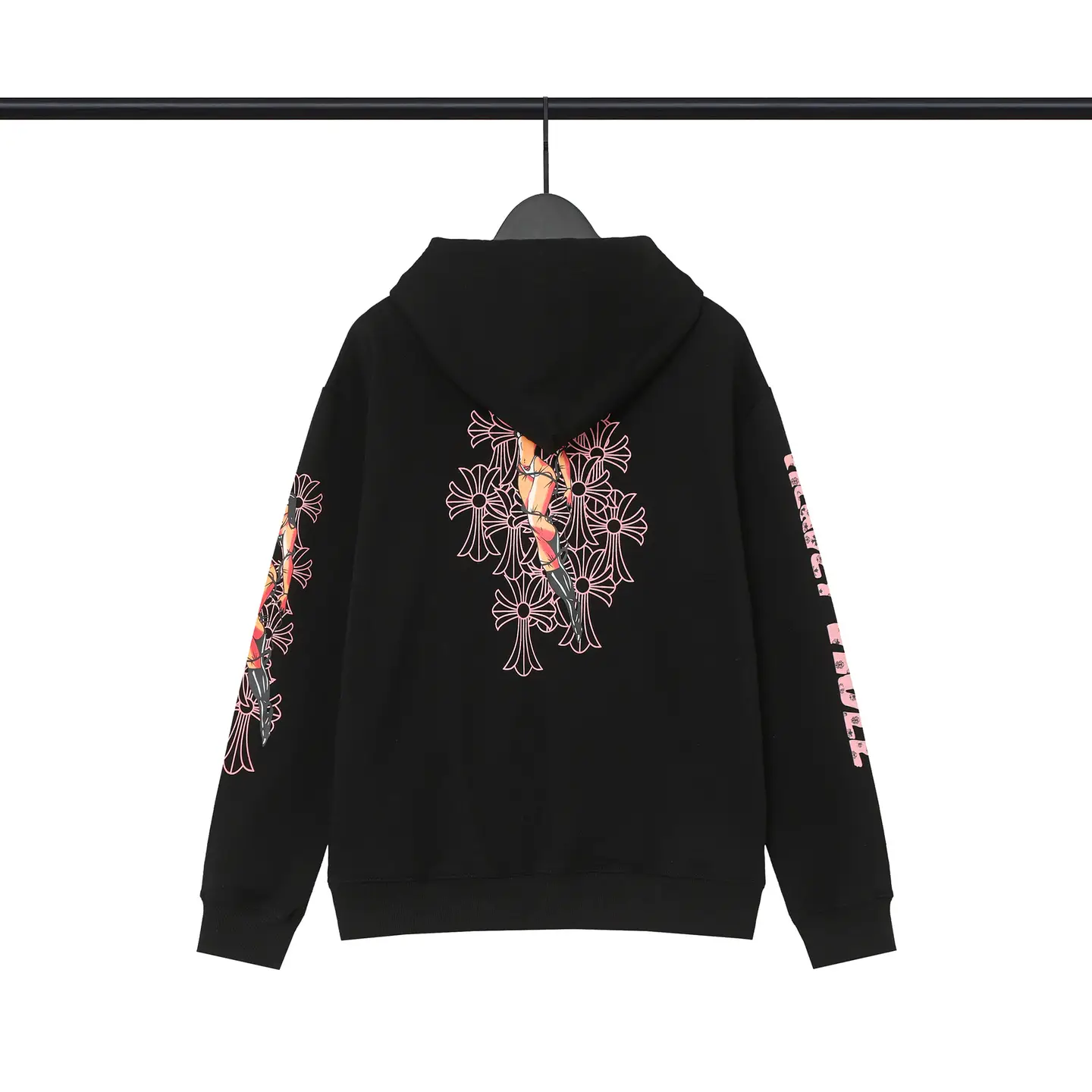 2024 Autumn and Winter New Miami Spice Pink Cross Zipper Cardigan Sweater Hooded Jacket Casual Pants