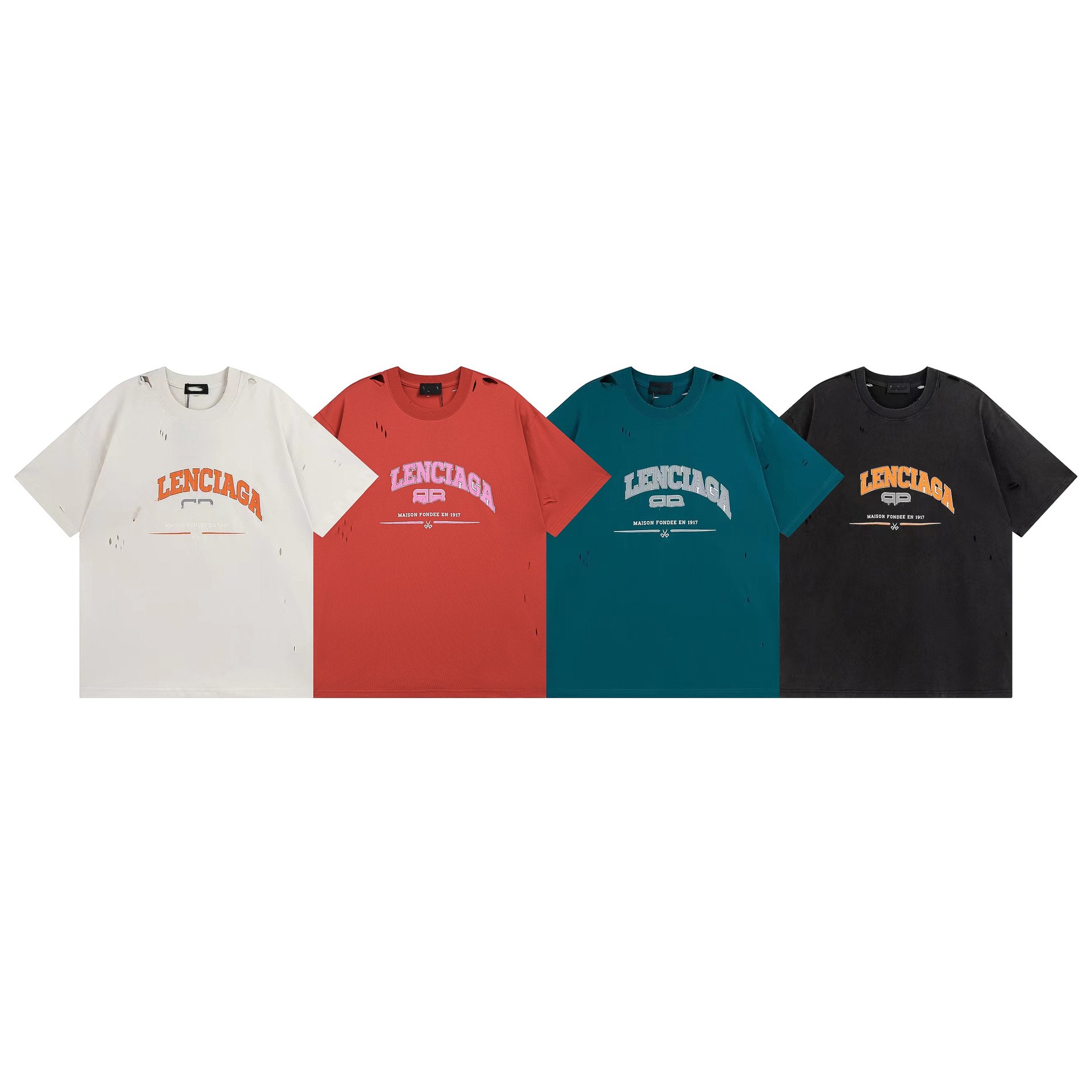 B fashion brand Paris high quality BB scissors LOGO printing washable old loose round neck short sleeve t-shirt for men and women