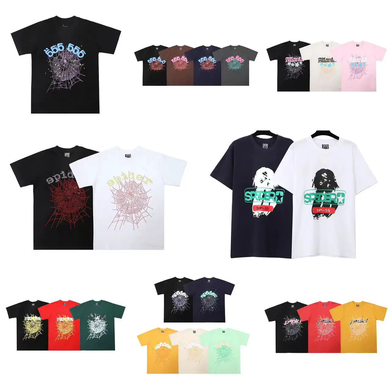 Sp5der hip-hop singer Young Thug with foam letters 555555 American high street short sleeve T-shirt tide