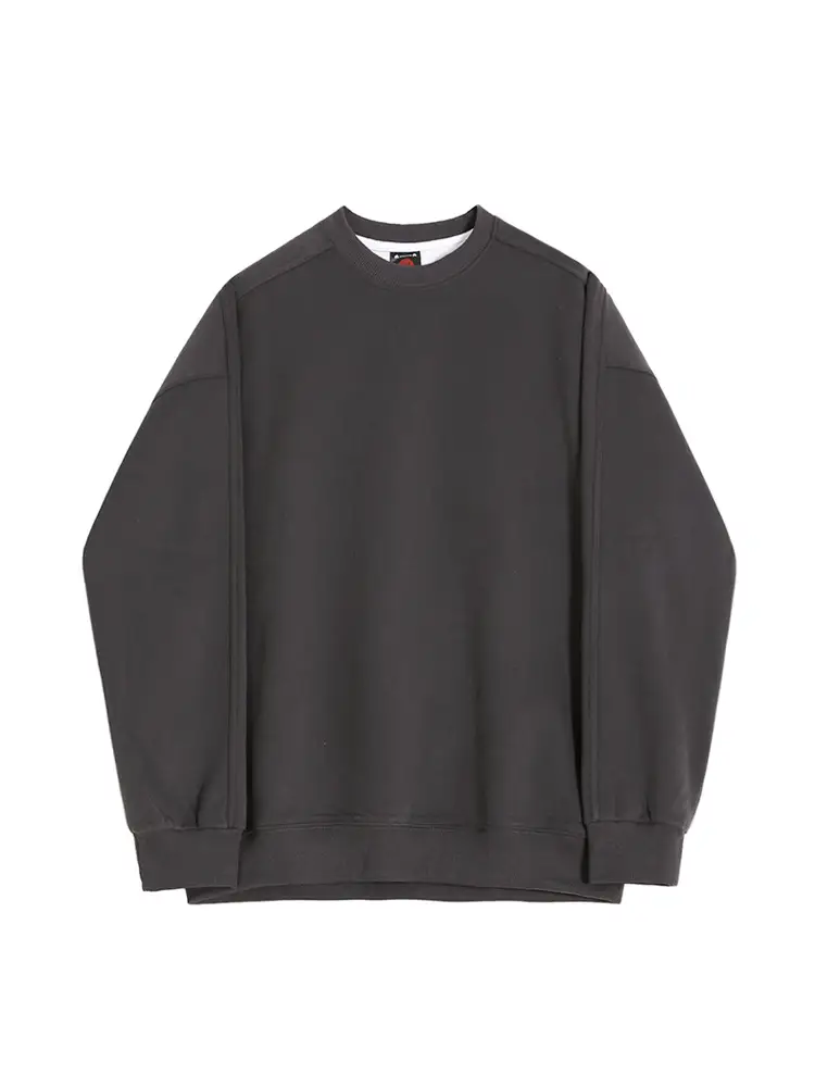 MYQ simple retro round neck sweater men's spring loose basic top Korean style trendy pullover coat